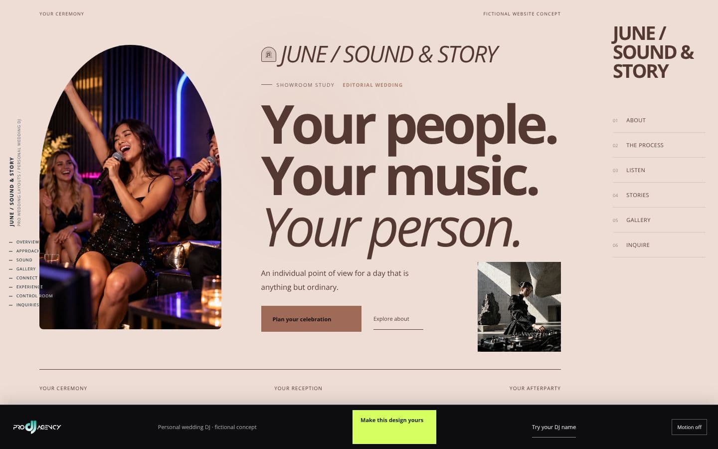 Personal wedding DJ website design preview