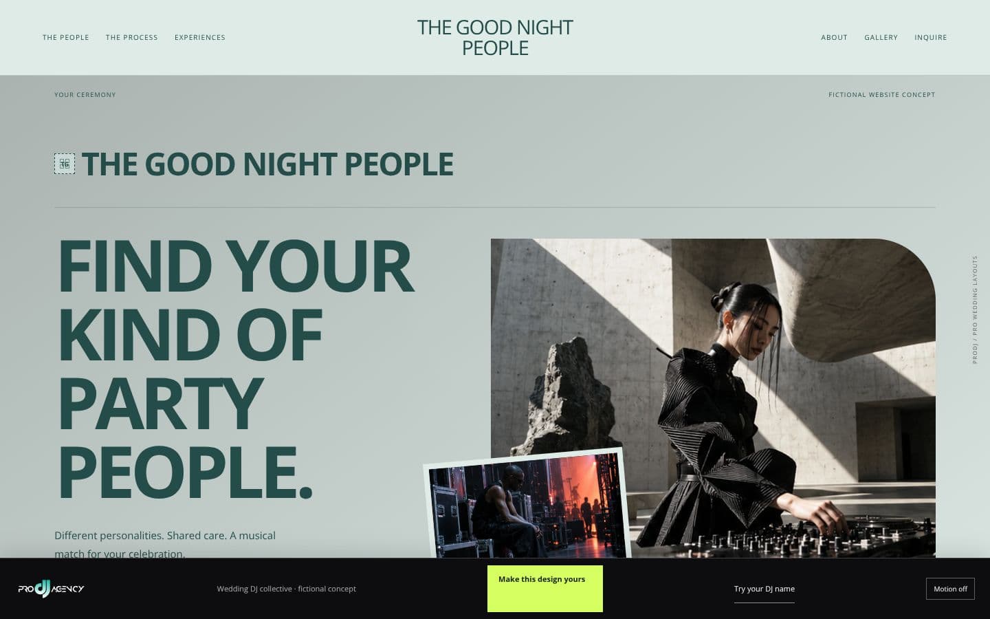 Wedding DJ collective website design preview