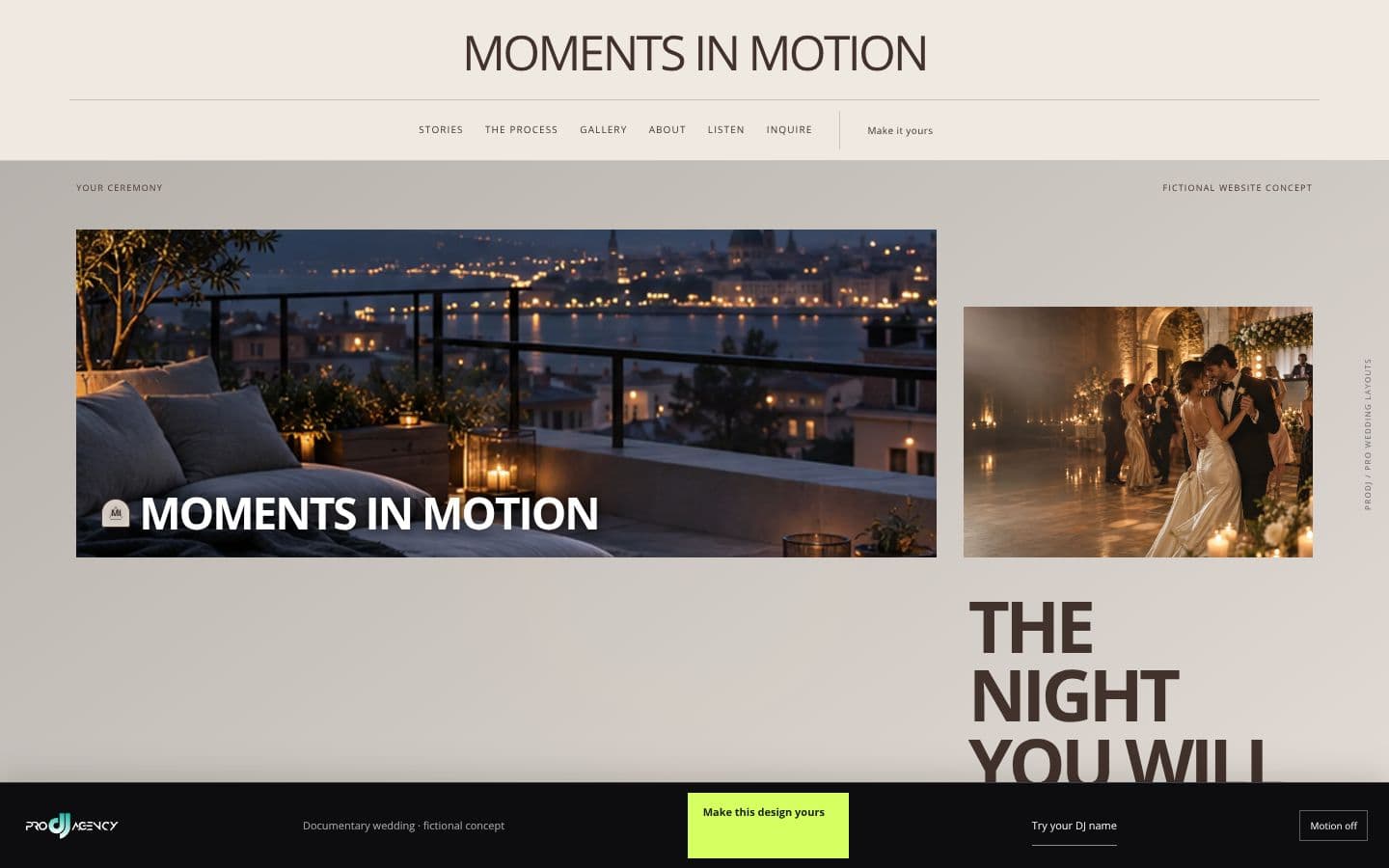 Documentary wedding website design preview