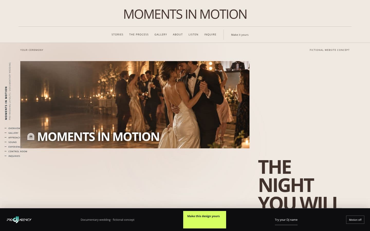 Documentary wedding website design preview