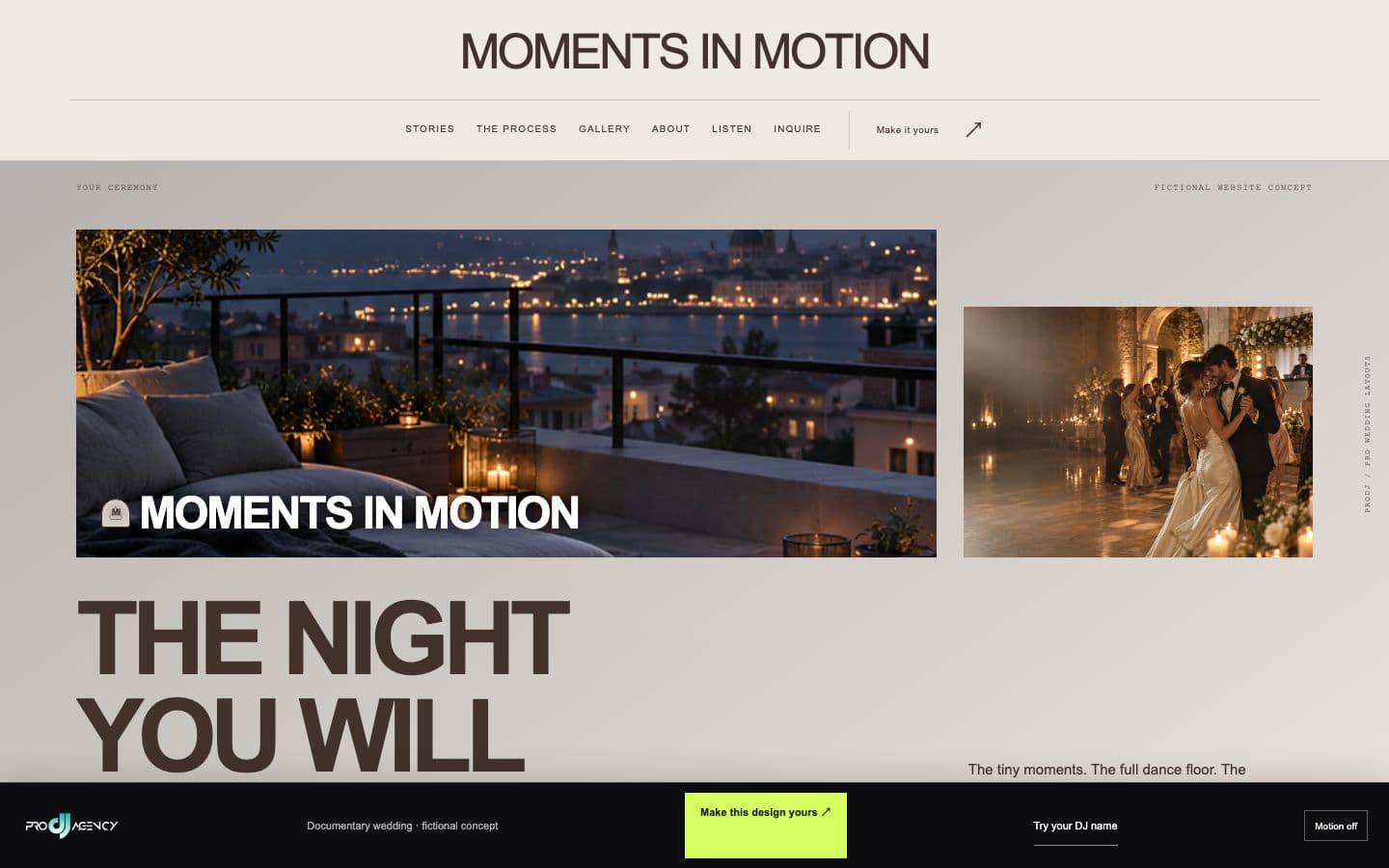 Documentary wedding website design preview