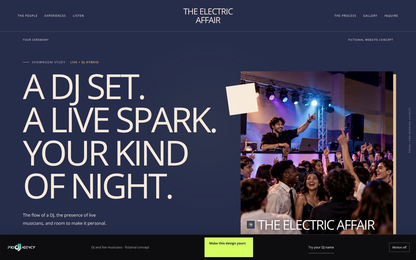 DJ and live musicians website design preview