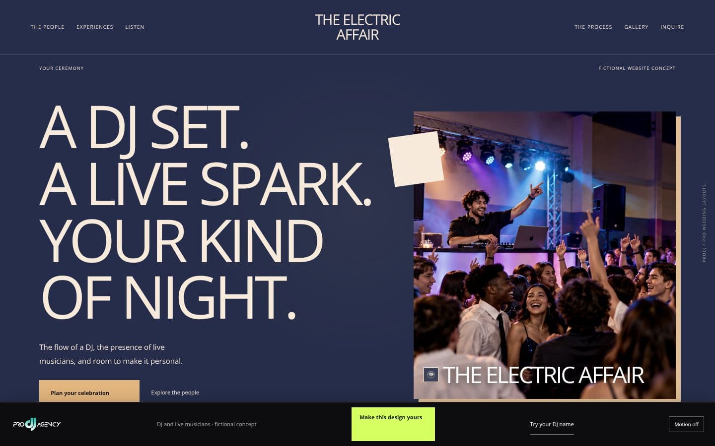 DJ and live musicians website design preview