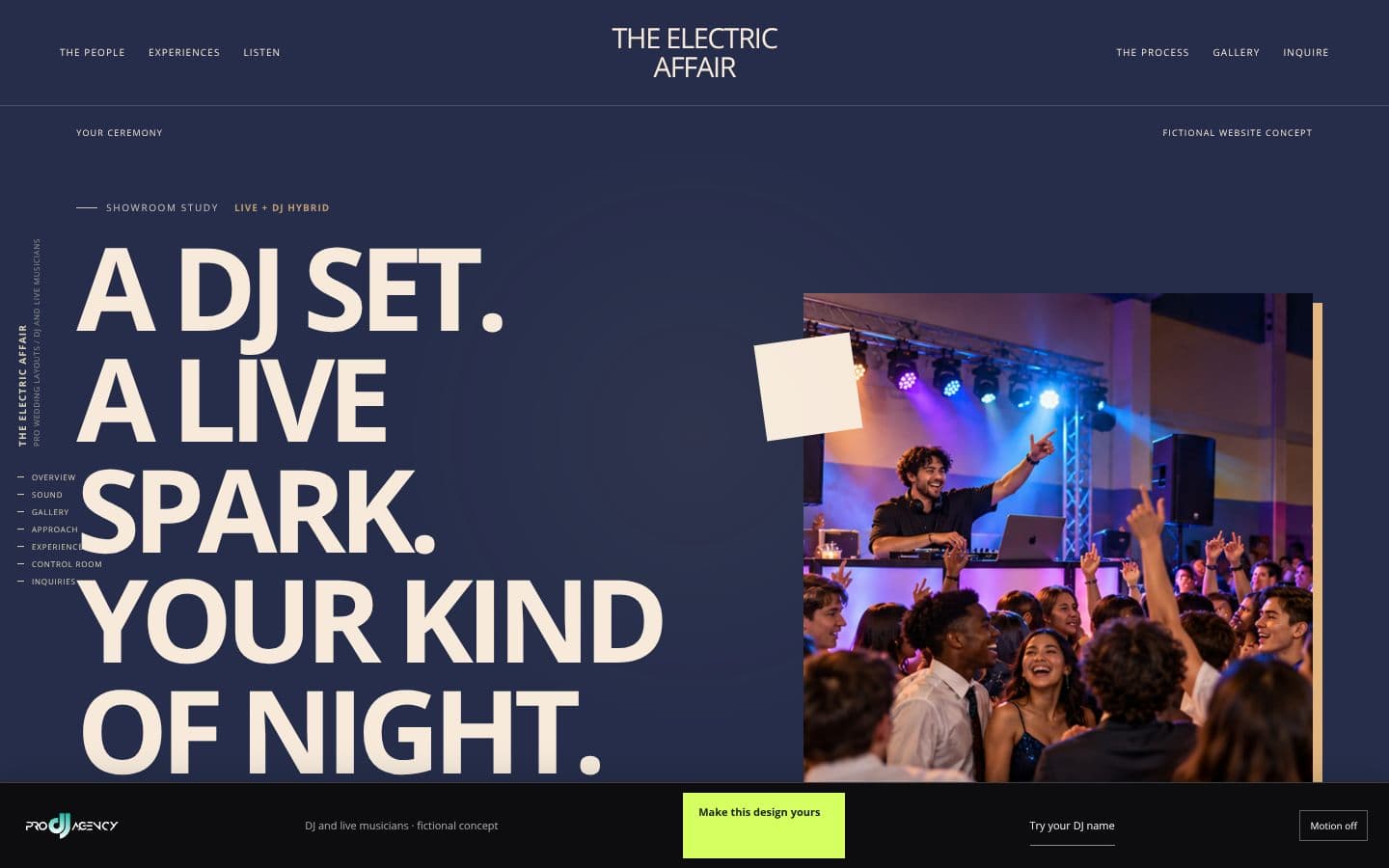 DJ and live musicians website design preview
