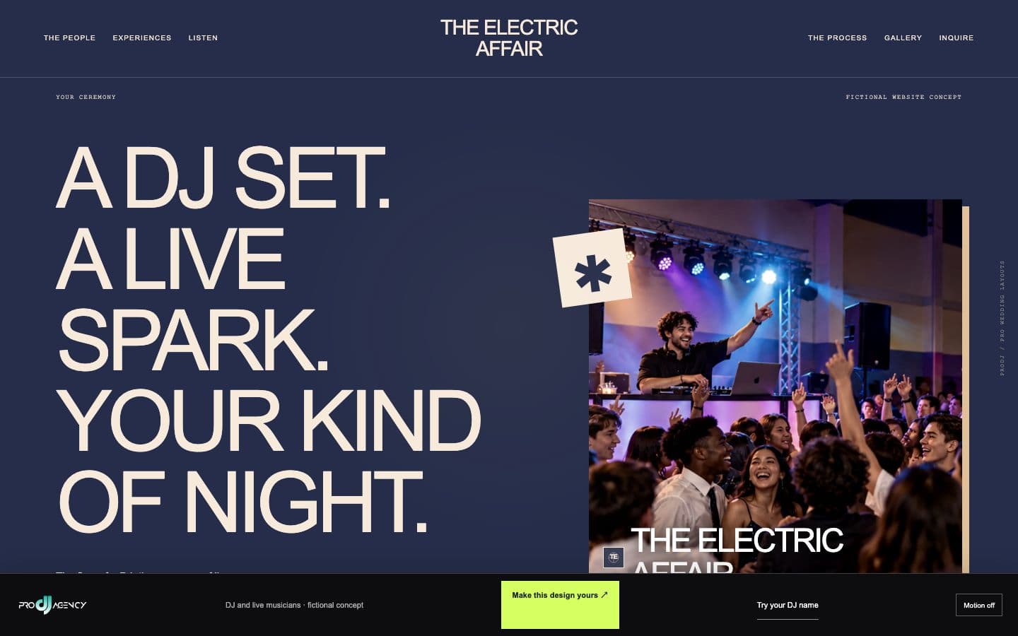 DJ and live musicians website design preview