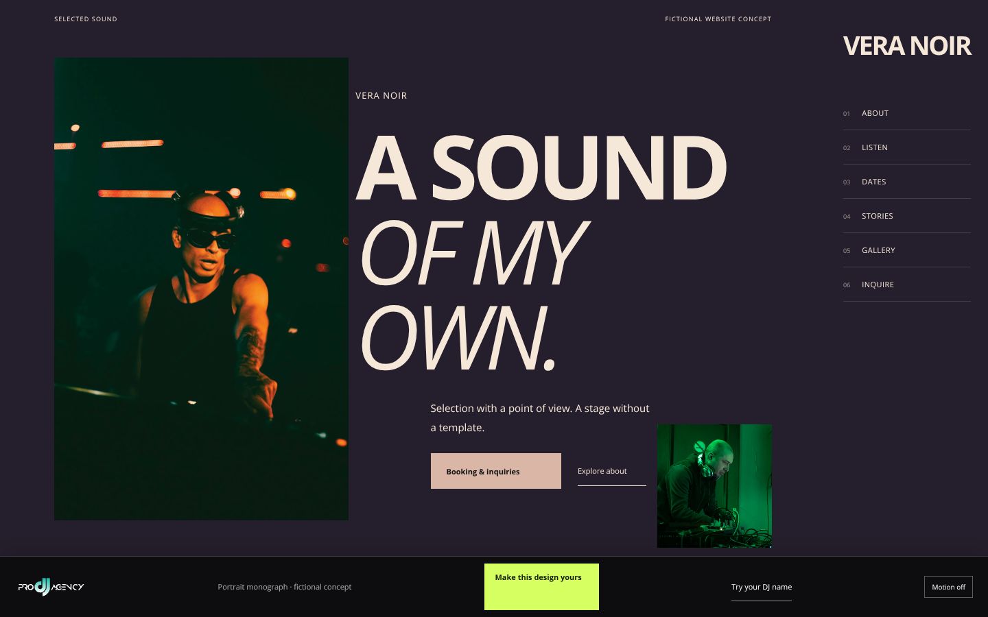 Portrait monograph - actual rendered website preview