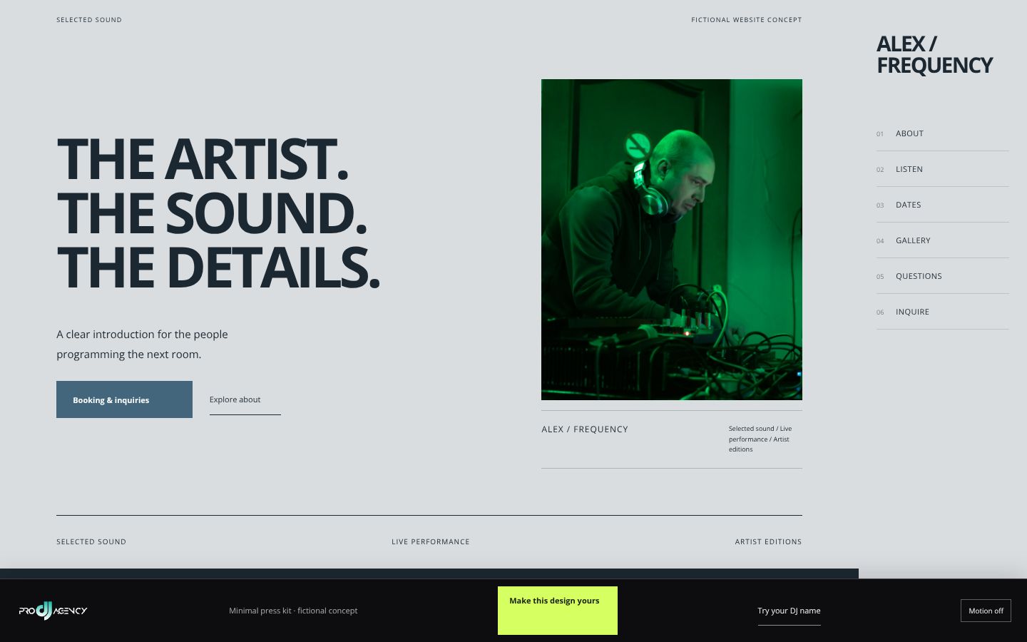 Minimal press kit - actual rendered website preview