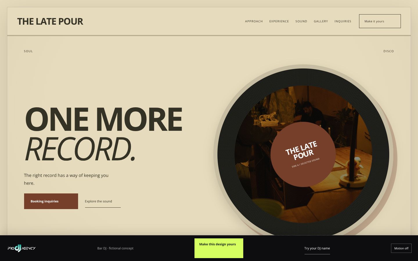 Bar DJ - actual rendered website preview