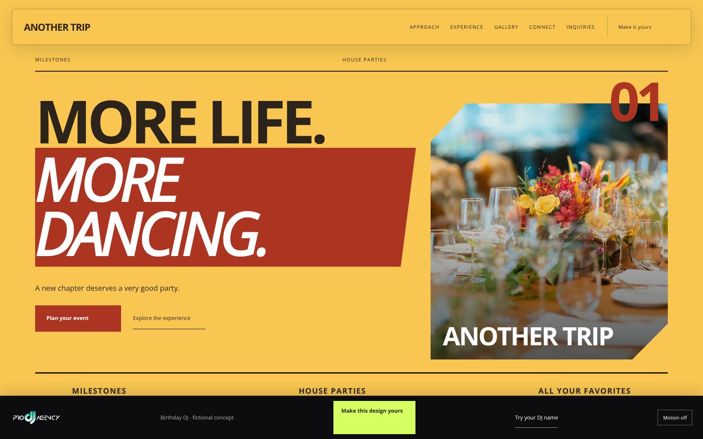 Birthday DJ - actual rendered website preview