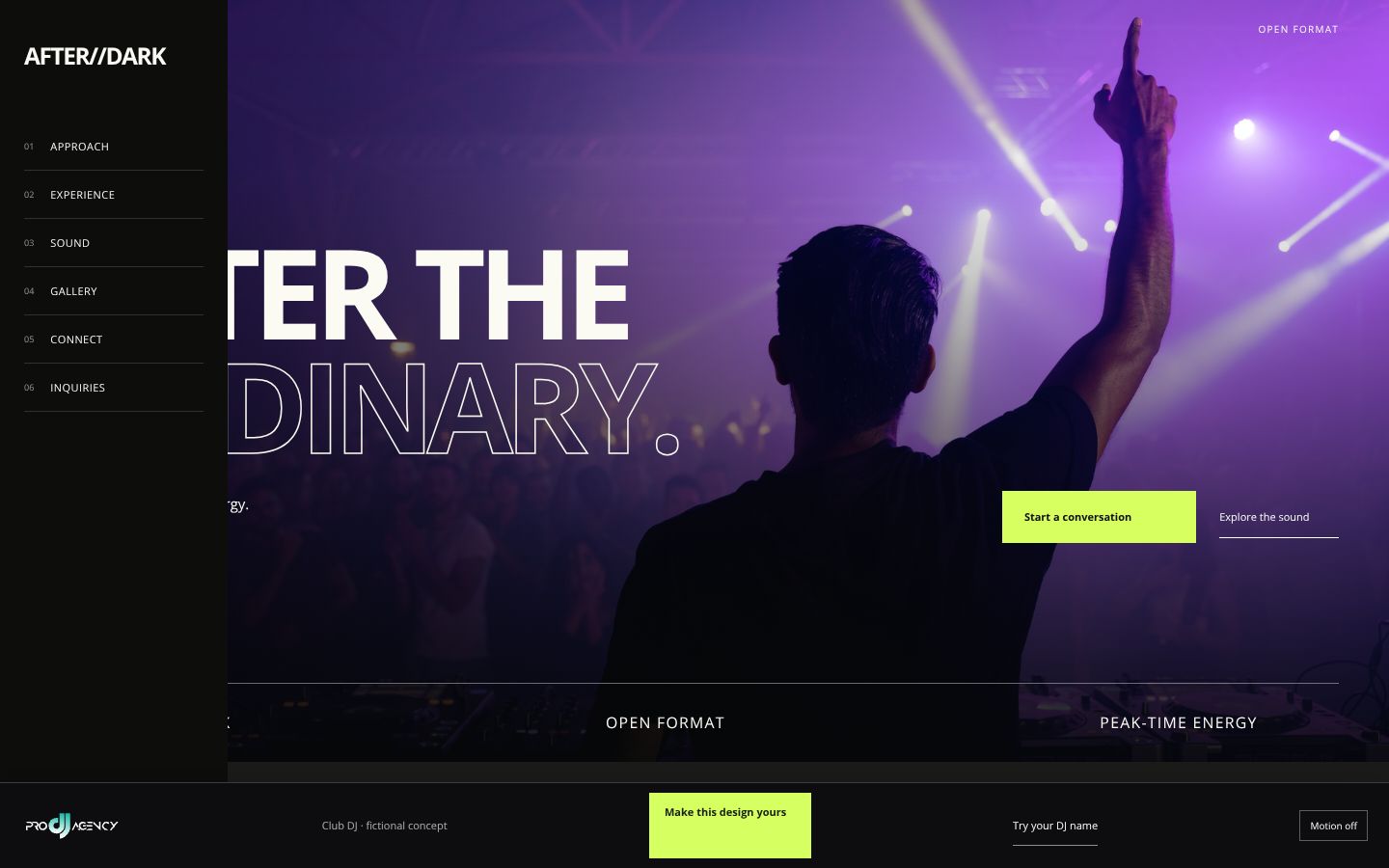 Club DJ - actual rendered website preview
