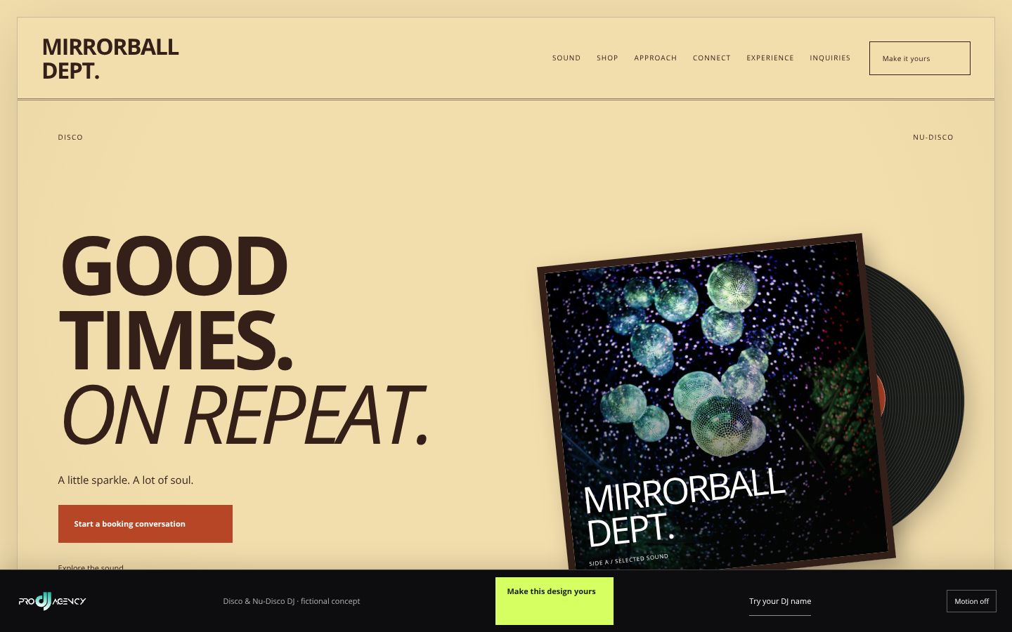 Disco & Nu-Disco DJ - actual rendered website preview