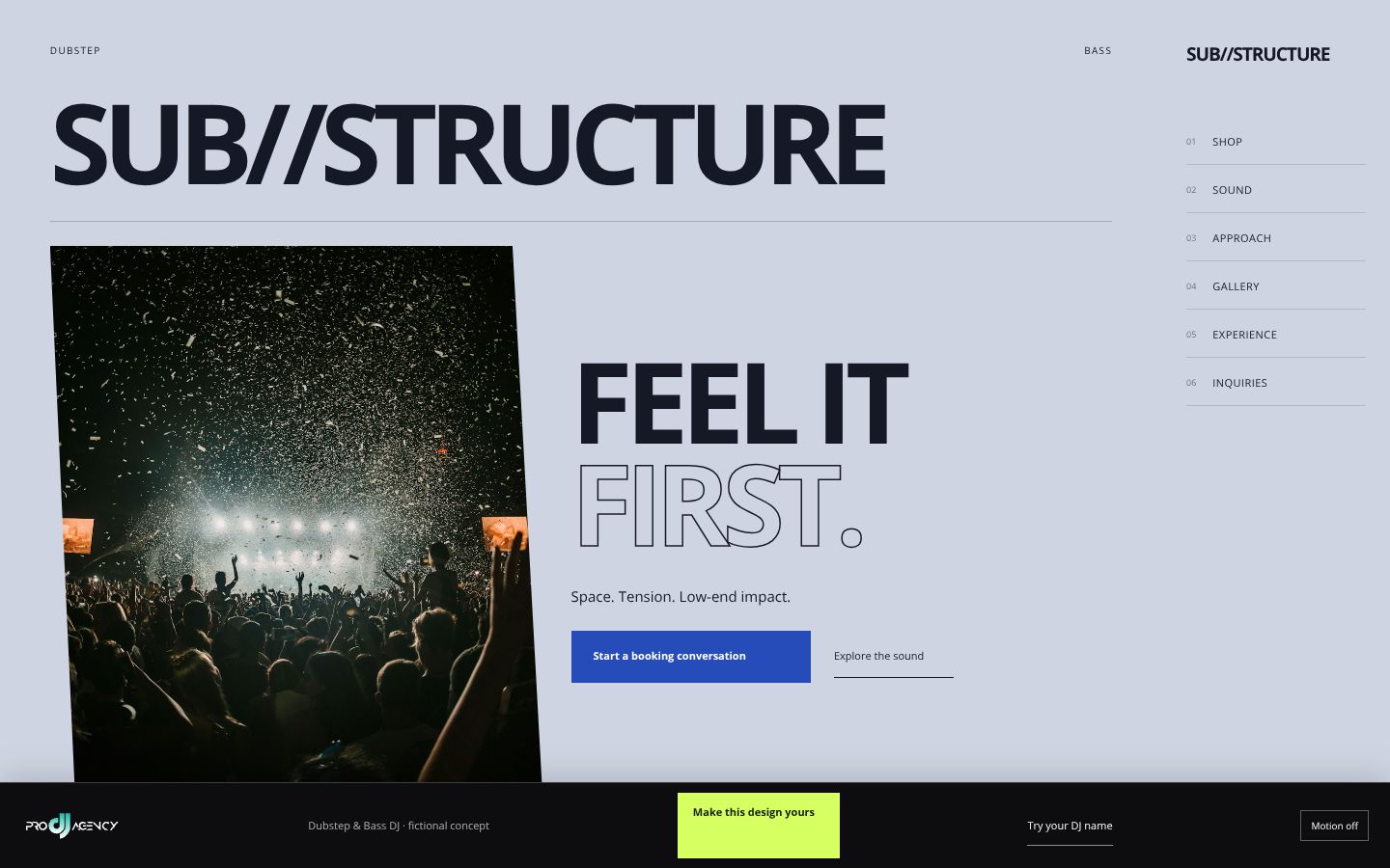 Dubstep & Bass DJ - actual rendered website preview