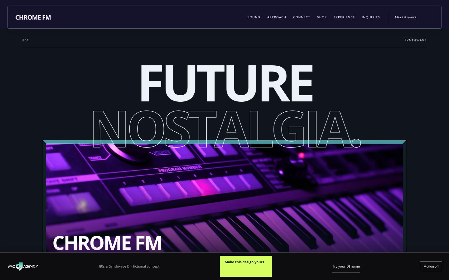 80s & Synthwave DJ - actual rendered website preview