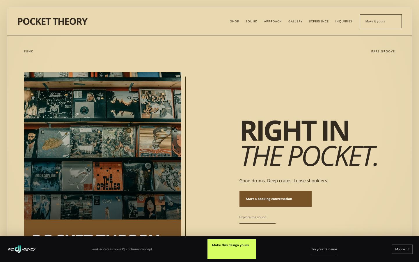 Funk & Rare Groove DJ - actual rendered website preview