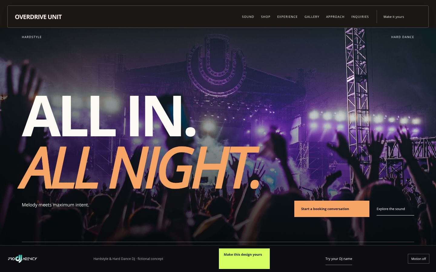 Hardstyle & Hard Dance DJ - actual rendered website preview