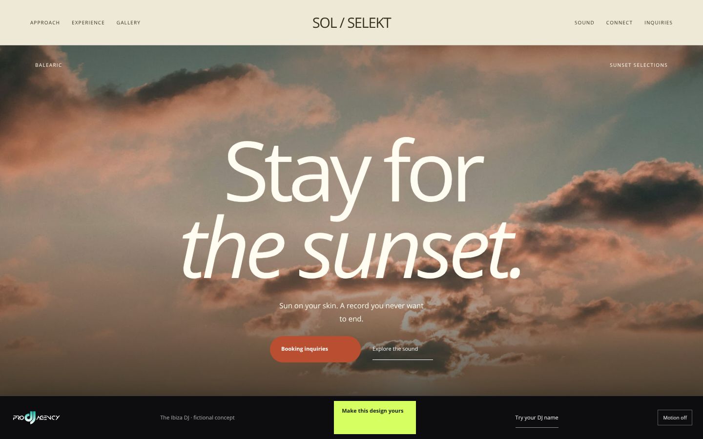 The Ibiza DJ - actual rendered website preview