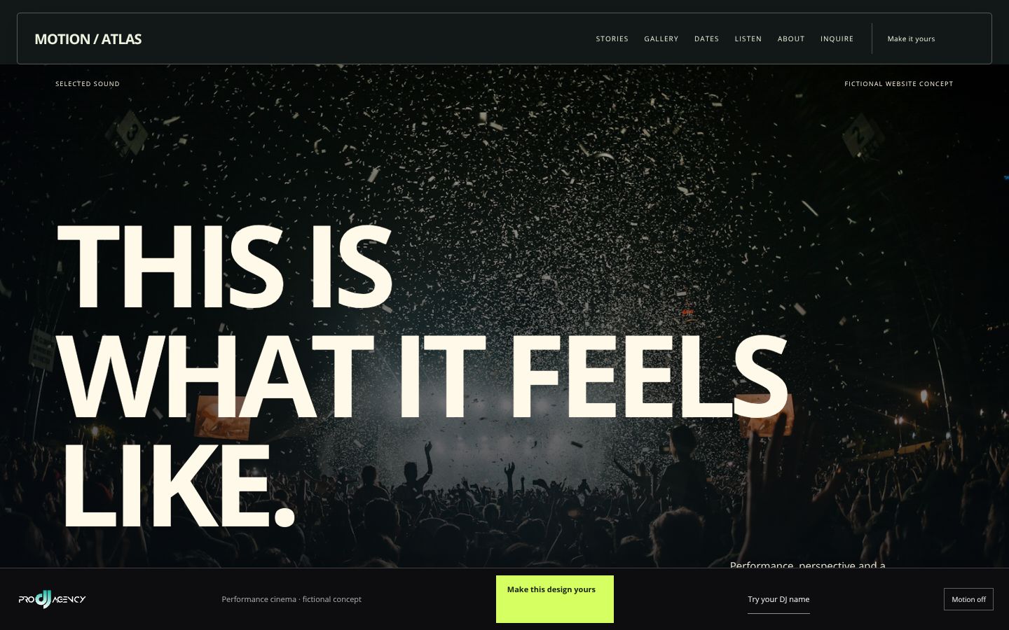 Performance cinema - actual rendered website preview