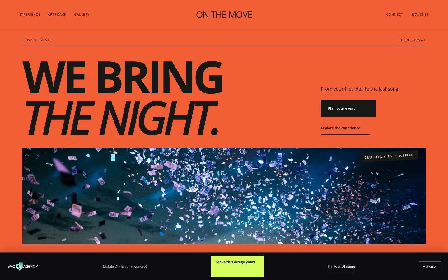 Mobile DJ - actual rendered website preview