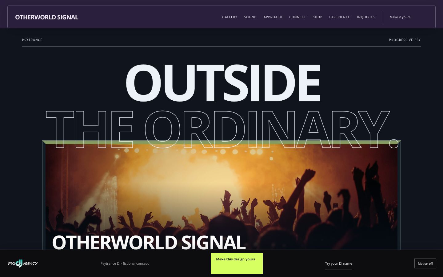 Psytrance DJ - actual rendered website preview