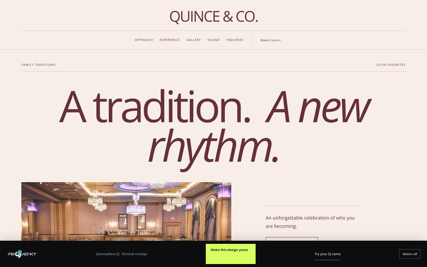 Quinceañera DJ - actual rendered website preview