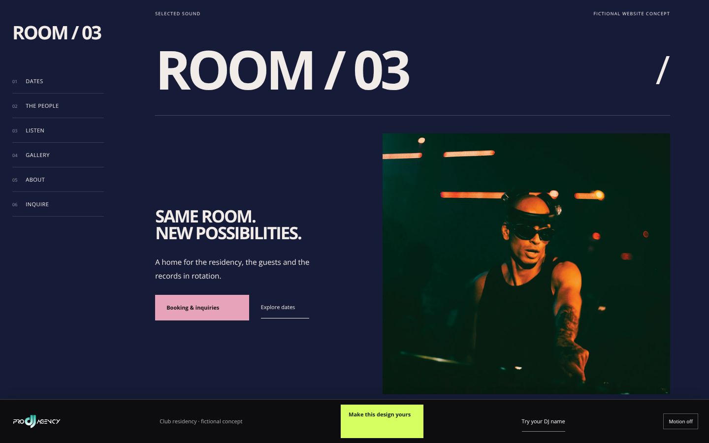 Club residency - actual rendered website preview