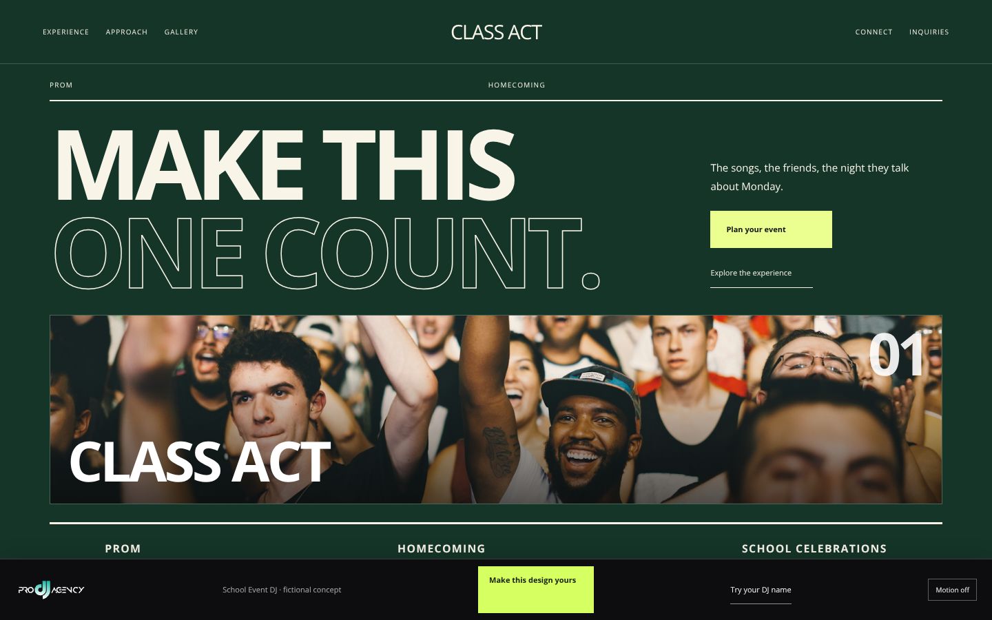 School Event DJ - actual rendered website preview