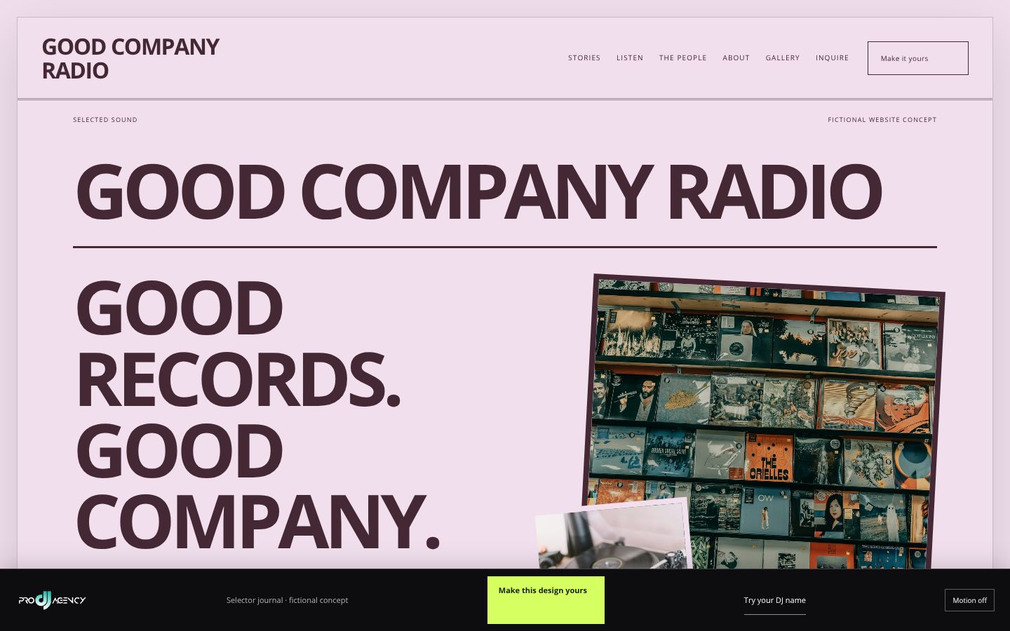 Selector journal - actual rendered website preview