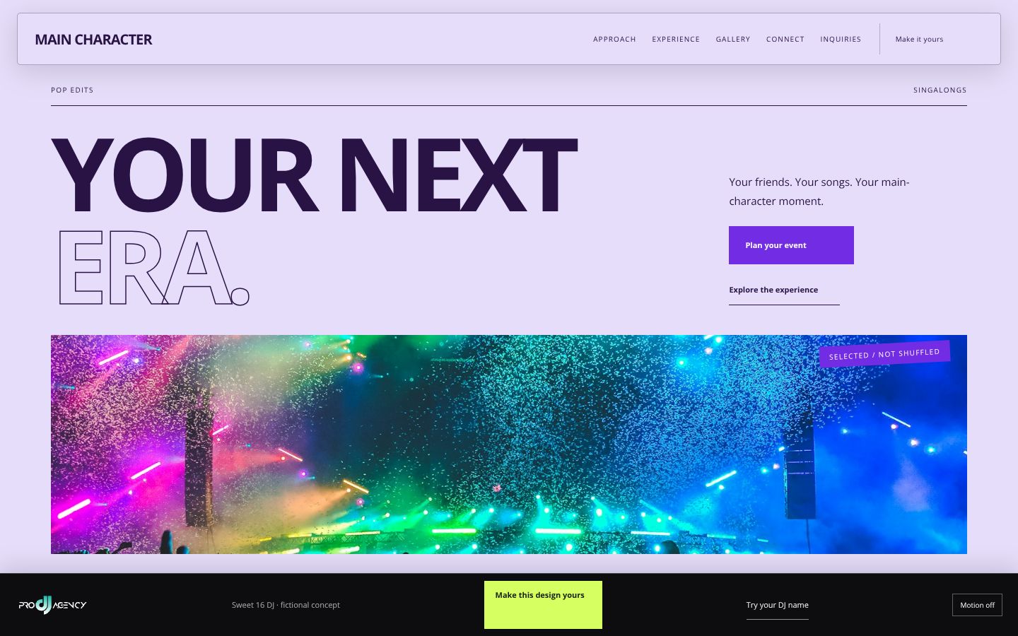 Sweet 16 DJ - actual rendered website preview