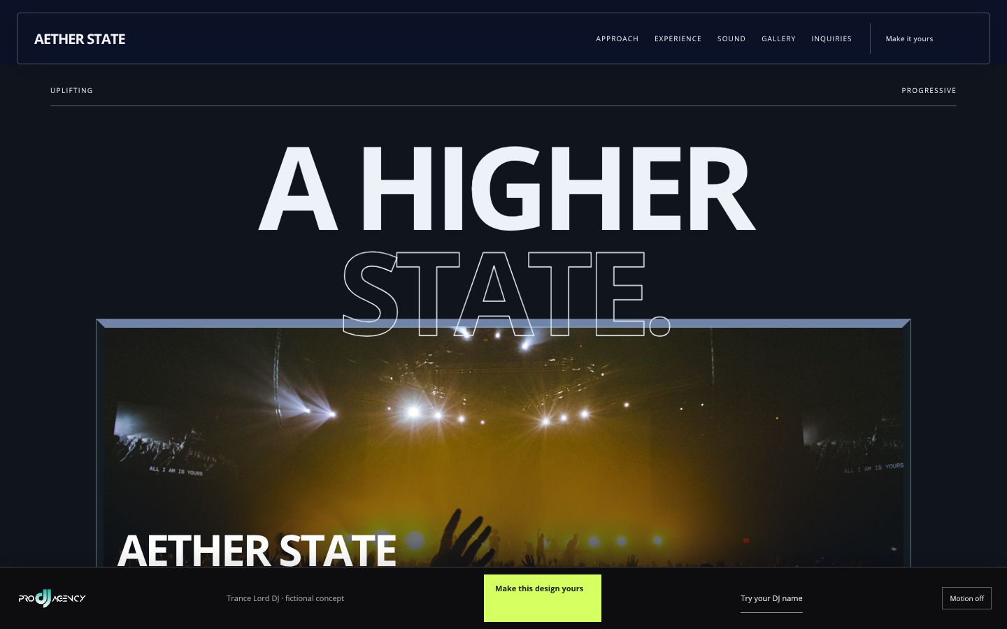 Trance Lord DJ - actual rendered website preview