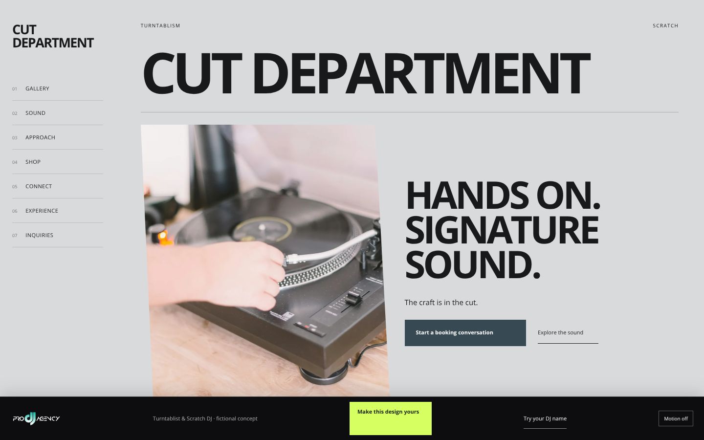 Turntablist & Scratch DJ - actual rendered website preview
