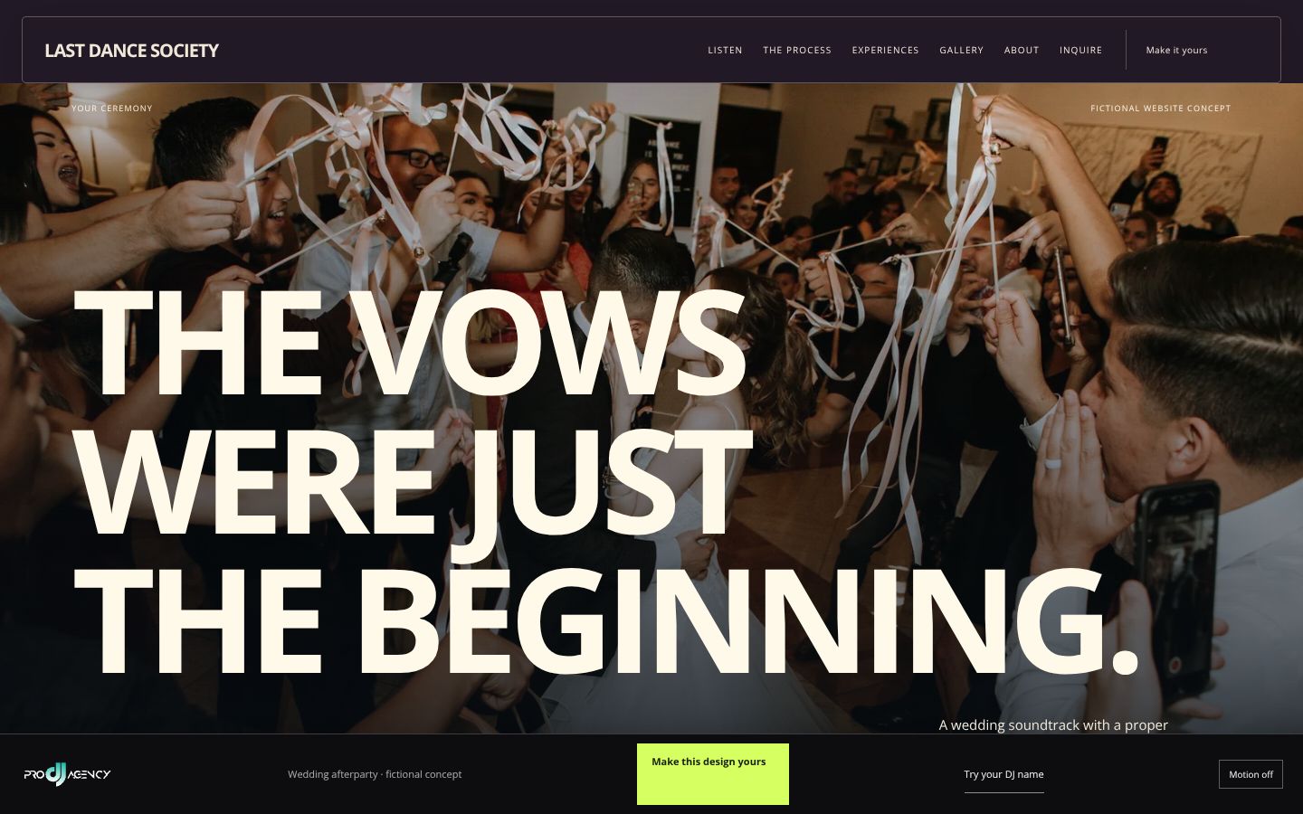Wedding afterparty - actual rendered website preview