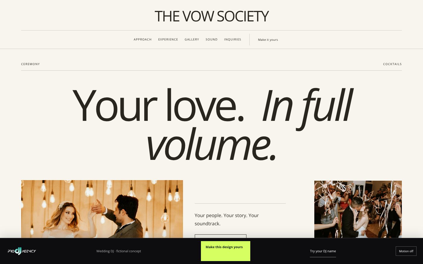 Wedding DJ - actual rendered website preview