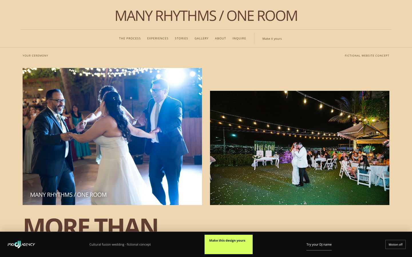 Cultural fusion wedding - actual rendered website preview